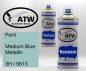 Preview: Ford, Medium Blue Metallic, 3H / 5613: 400ml Sprühdose + 400ml Klarlack - Set, von ATW Autoteile West.